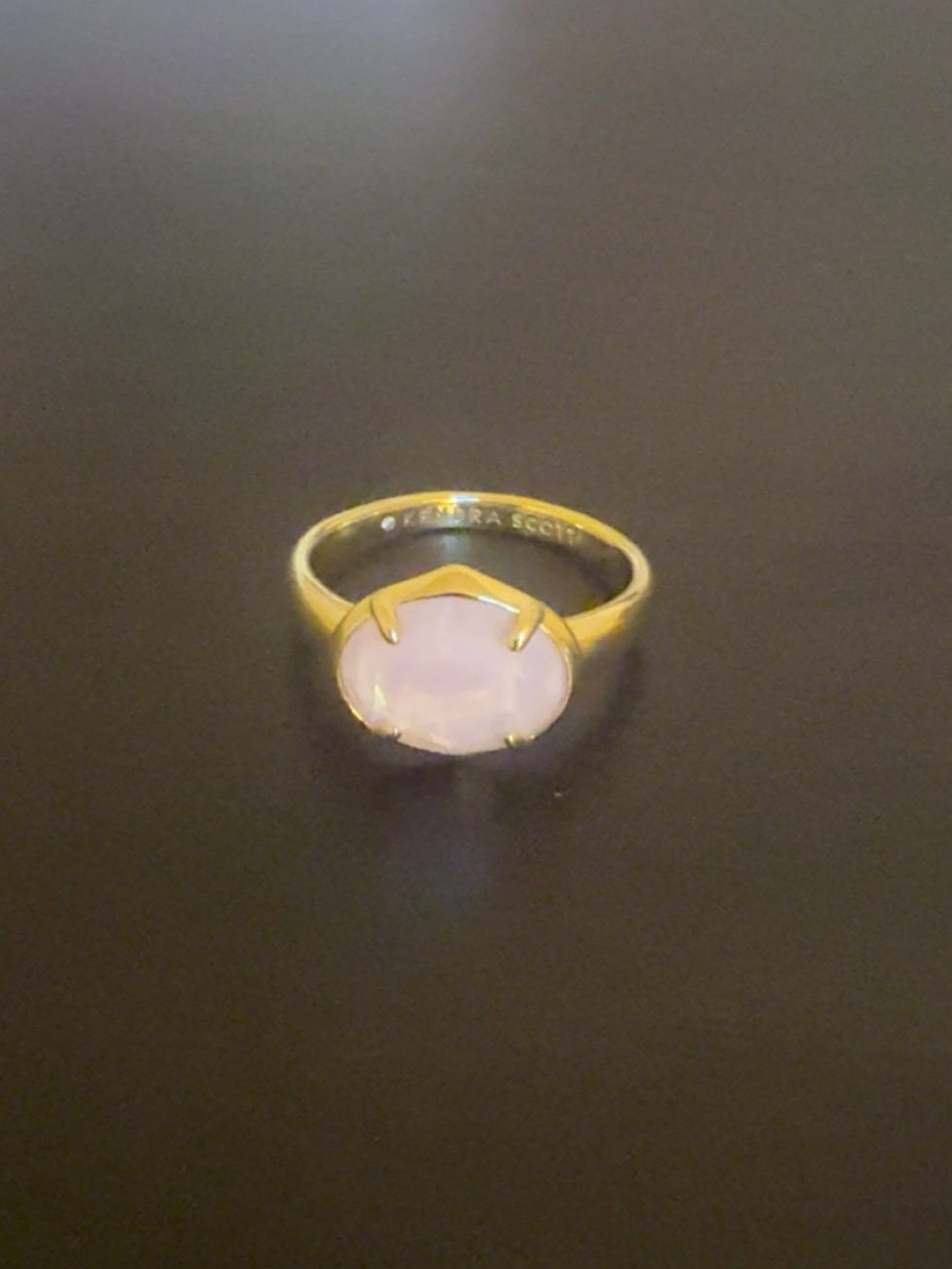 Kendra Scott Gold Ring with Light Pink Oval Stone